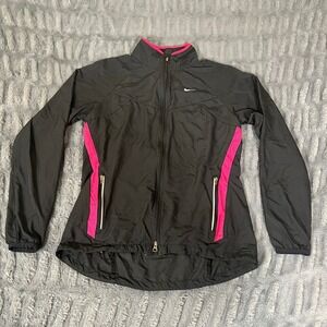 Nike Women's Black Pink Running Athletic Jacket Size Small Lightweight Zip Up